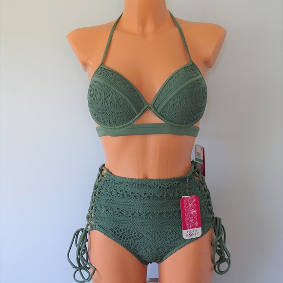 Hula Honey Other - Hula Honey 2Pc Junior Little Wild Olive Bikini Set